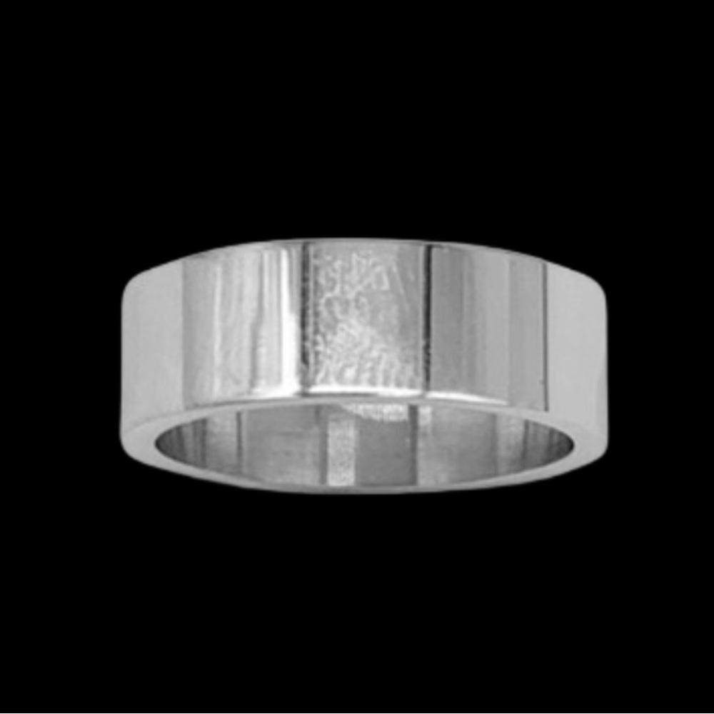 ADORNIA Men’s White Rhodium 🆕 Plated Stainless Steel Ring - Minimalistic Design🎁
